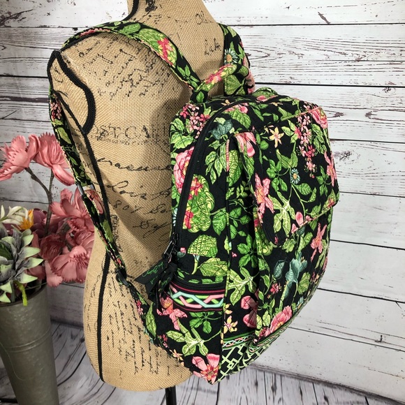 Vera Bradley Handbags - Vera Bradley Black Floral Practical Backpack
